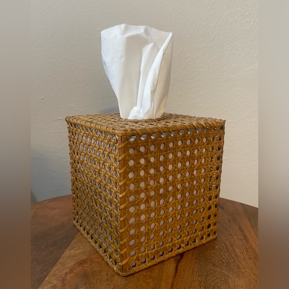 VTG, Tan Woven Cube Accent with Intricate Pattern